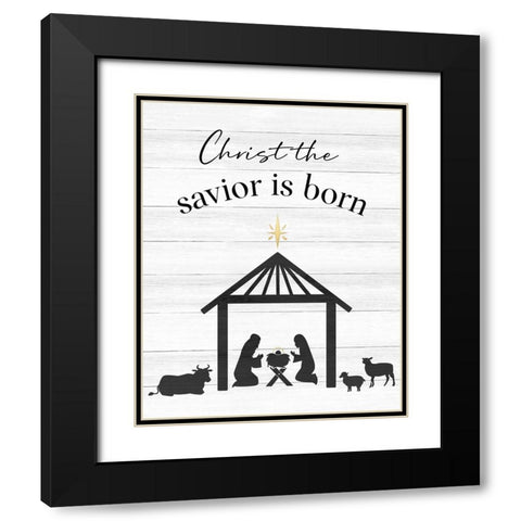 The Savior Is Born Black Modern Wood Framed Art Print with Double Matting by CAD Designs