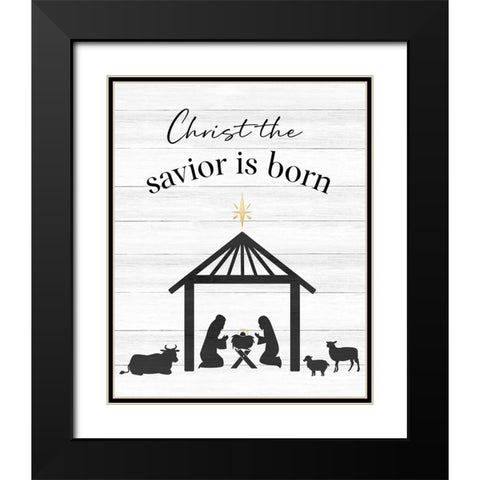 The Savior Is Born Black Modern Wood Framed Art Print with Double Matting by CAD Designs