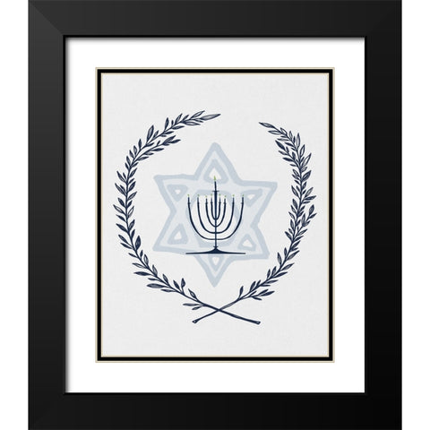Happy Hanukkah I Black Modern Wood Framed Art Print with Double Matting by Jill, Susan