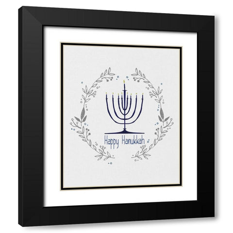 Happy Hanukkah II Black Modern Wood Framed Art Print with Double Matting by Jill, Susan