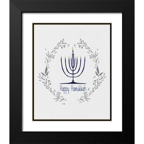 Happy Hanukkah II Black Modern Wood Framed Art Print with Double Matting by Jill, Susan