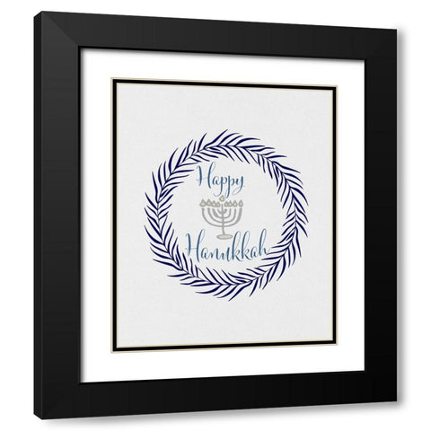 Hanukkah Wreath Black Modern Wood Framed Art Print with Double Matting by Jill, Susan