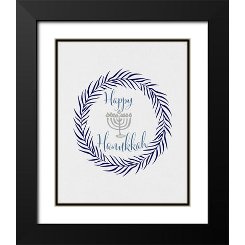 Hanukkah Wreath Black Modern Wood Framed Art Print with Double Matting by Jill, Susan