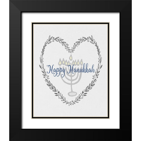 Hanukkah Heart Black Modern Wood Framed Art Print with Double Matting by Jill, Susan