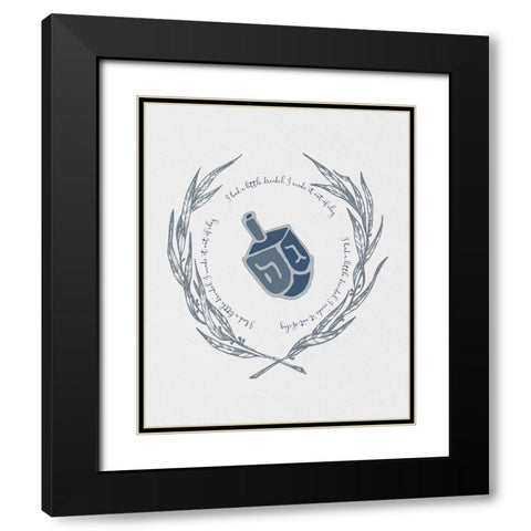 Hanukkah Dreidel Black Modern Wood Framed Art Print with Double Matting by Jill, Susan