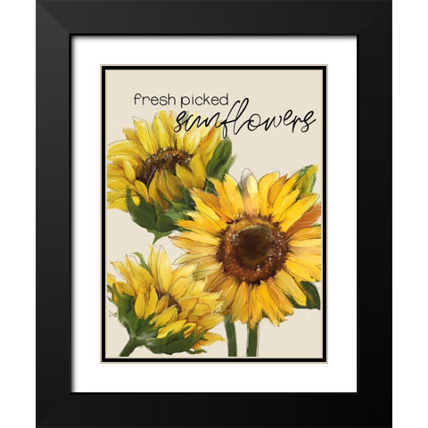 Fresh Picked Sunflowers Black Modern Wood Framed Art Print with Double Matting by Knutsen, Conrad