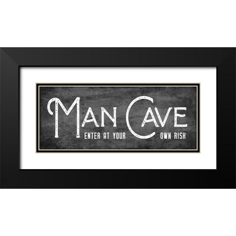 Man Cave Black Modern Wood Framed Art Print with Double Matting by CAD Designs