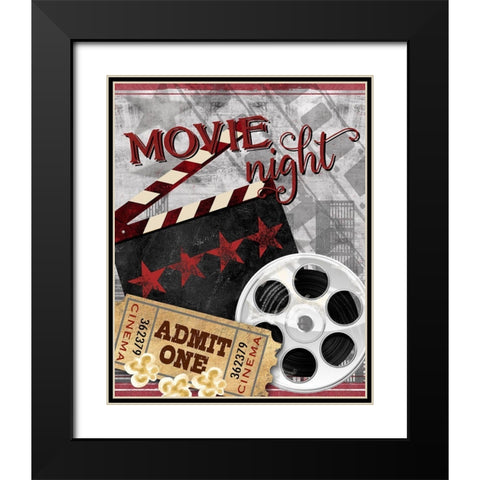 Movie Night II Black Modern Wood Framed Art Print with Double Matting by Knutsen, Conrad