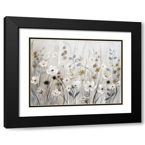 Misty Meadow Field Black Modern Wood Framed Art Print with Double Matting by Nan