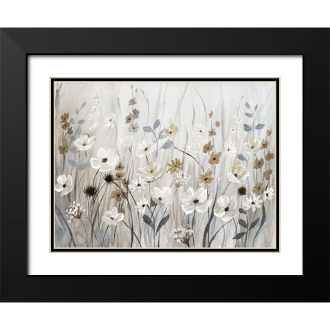 Misty Meadow Field Black Modern Wood Framed Art Print with Double Matting by Nan