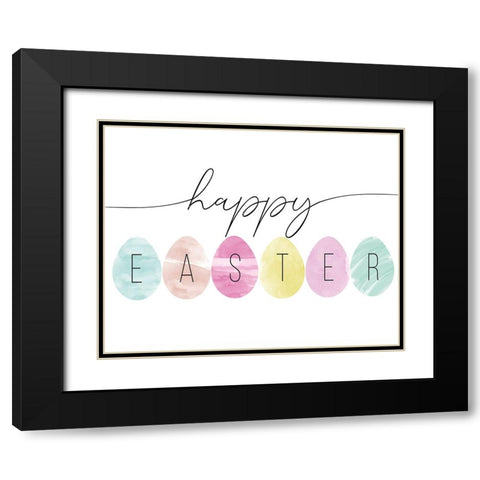 Happy Easter Black Modern Wood Framed Art Print with Double Matting by CAD Designs