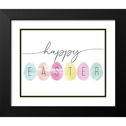 Happy Easter Black Modern Wood Framed Art Print with Double Matting by CAD Designs