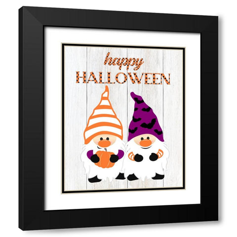 Halloween Gnomes Black Modern Wood Framed Art Print with Double Matting by CAD Designs