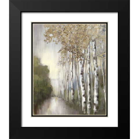 Woodland Walk Neutral Black Modern Wood Framed Art Print with Double Matting by Nan