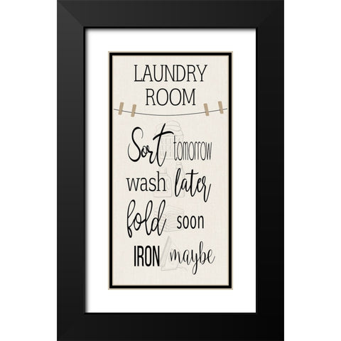Laundry Room Black Modern Wood Framed Art Print with Double Matting by CAD Designs