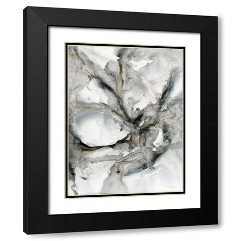 Marble Harmony Black Modern Wood Framed Art Print with Double Matting by Chang, Stella