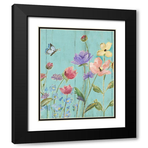 Wildflower Flutter III Black Modern Wood Framed Art Print with Double Matting by Nan