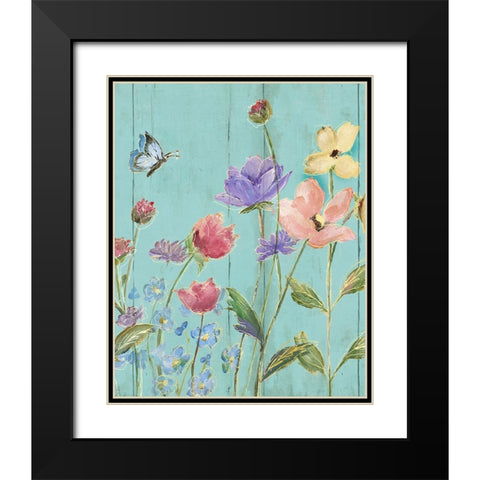 Wildflower Flutter III Black Modern Wood Framed Art Print with Double Matting by Nan