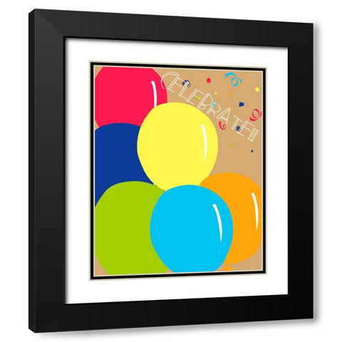 Celebrate Black Modern Wood Framed Art Print with Double Matting by CAD Designs