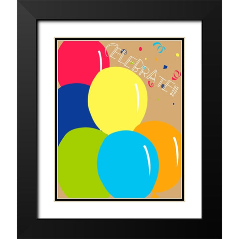 Celebrate Black Modern Wood Framed Art Print with Double Matting by CAD Designs