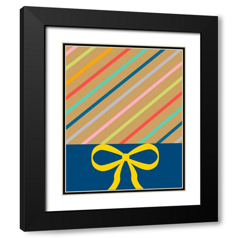 Stripes Black Modern Wood Framed Art Print with Double Matting by CAD Designs
