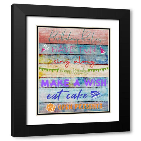 Birthday Rules Black Modern Wood Framed Art Print with Double Matting by Knutsen, Conrad