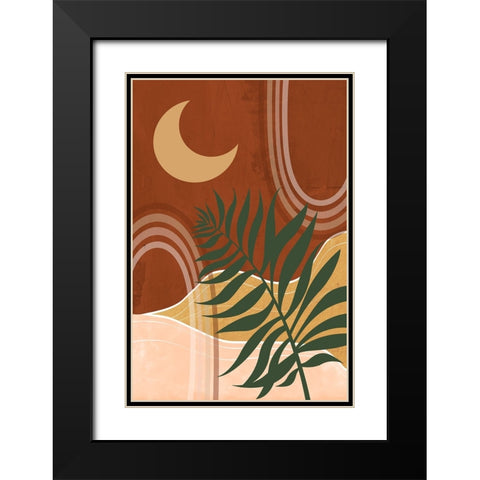 Sedona Moon and Palm Black Modern Wood Framed Art Print with Double Matting by Santiago, Daniela