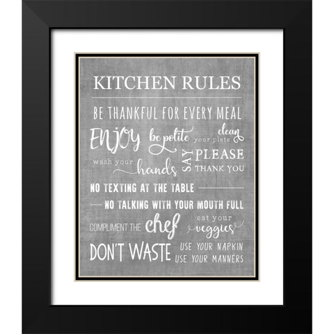Neutral Kitchen Rules Black Modern Wood Framed Art Print with Double Matting by CAD Designs