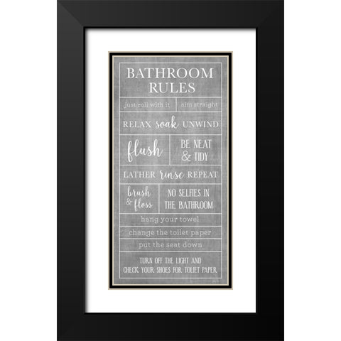Rules of the Bathroom Black Modern Wood Framed Art Print with Double Matting by Carpentieri, Natalie