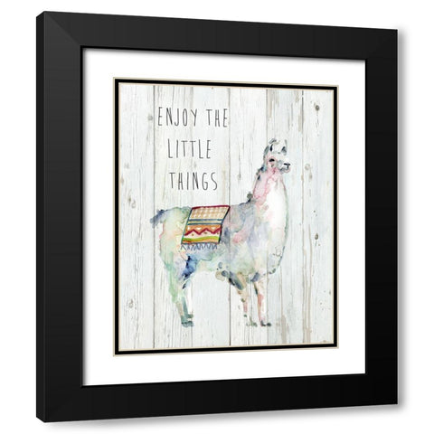 Llama Little Things Black Modern Wood Framed Art Print with Double Matting by Finn, Livi
