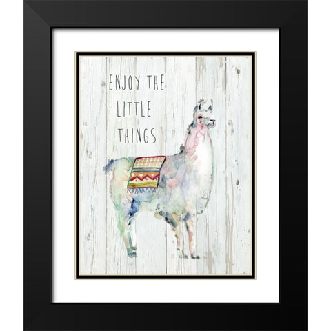Llama Little Things Black Modern Wood Framed Art Print with Double Matting by Finn, Livi