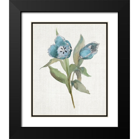 Blue Tulip Picks I Black Modern Wood Framed Art Print with Double Matting by Troise Heidel, Theresa