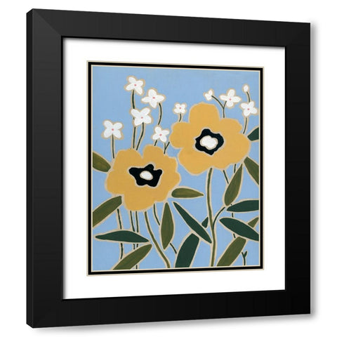 Woodblock Floral II Black Modern Wood Framed Art Print with Double Matting by Robinson, Carol