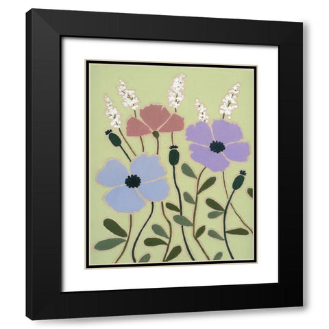 Woodblock Floral III Black Modern Wood Framed Art Print with Double Matting by Robinson, Carol