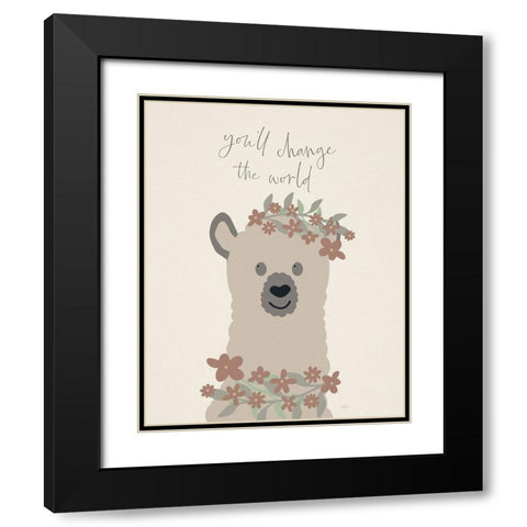 Change The World Black Modern Wood Framed Art Print with Double Matting by Carpentieri, Natalie