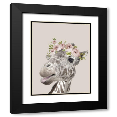 Peek A Boo Giraffe I Black Modern Wood Framed Art Print with Double Matting by Nan