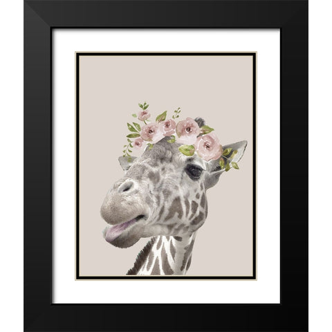 Peek A Boo Giraffe I Black Modern Wood Framed Art Print with Double Matting by Nan