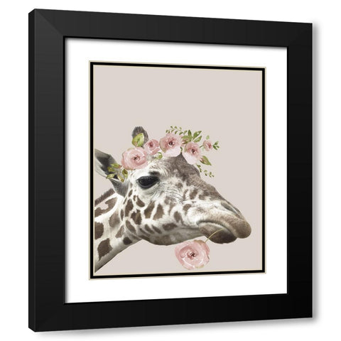 Peek A Boo Giraffe II Black Modern Wood Framed Art Print with Double Matting by Nan