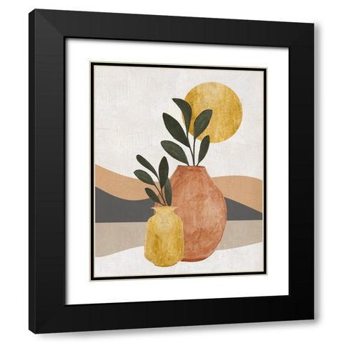 Adobe Moon II Black Modern Wood Framed Art Print with Double Matting by Tava Studios