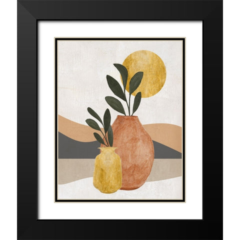 Adobe Moon II Black Modern Wood Framed Art Print with Double Matting by Tava Studios