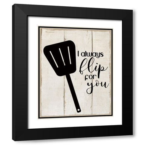Flip For You Black Modern Wood Framed Art Print with Double Matting by CAD Designs