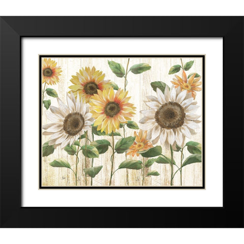 Sunflower Surprise Black Modern Wood Framed Art Print with Double Matting by Nan