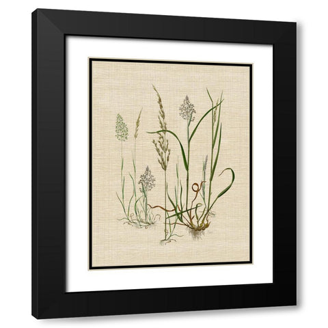 Linen Grassses II Black Modern Wood Framed Art Print with Double Matting by Nan