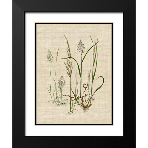 Linen Grassses II Black Modern Wood Framed Art Print with Double Matting by Nan