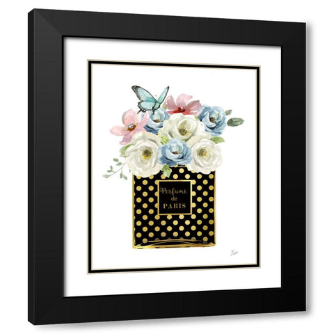 Polka Dot Floral Perfume Black Modern Wood Framed Art Print with Double Matting by Nan