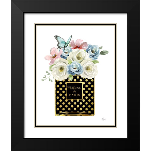 Polka Dot Floral Perfume Black Modern Wood Framed Art Print with Double Matting by Nan