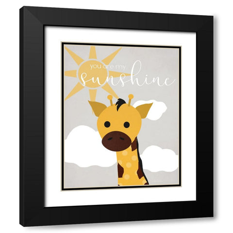 Sunshine Giraffe Black Modern Wood Framed Art Print with Double Matting by Santiago, Daniela