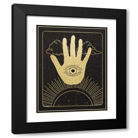 Celestial Palm Black Modern Wood Framed Art Print with Double Matting by Santiago, Daniela