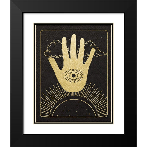 Celestial Palm Black Modern Wood Framed Art Print with Double Matting by Santiago, Daniela