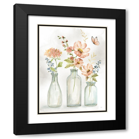 Summer Trio II Black Modern Wood Framed Art Print with Double Matting by Nan